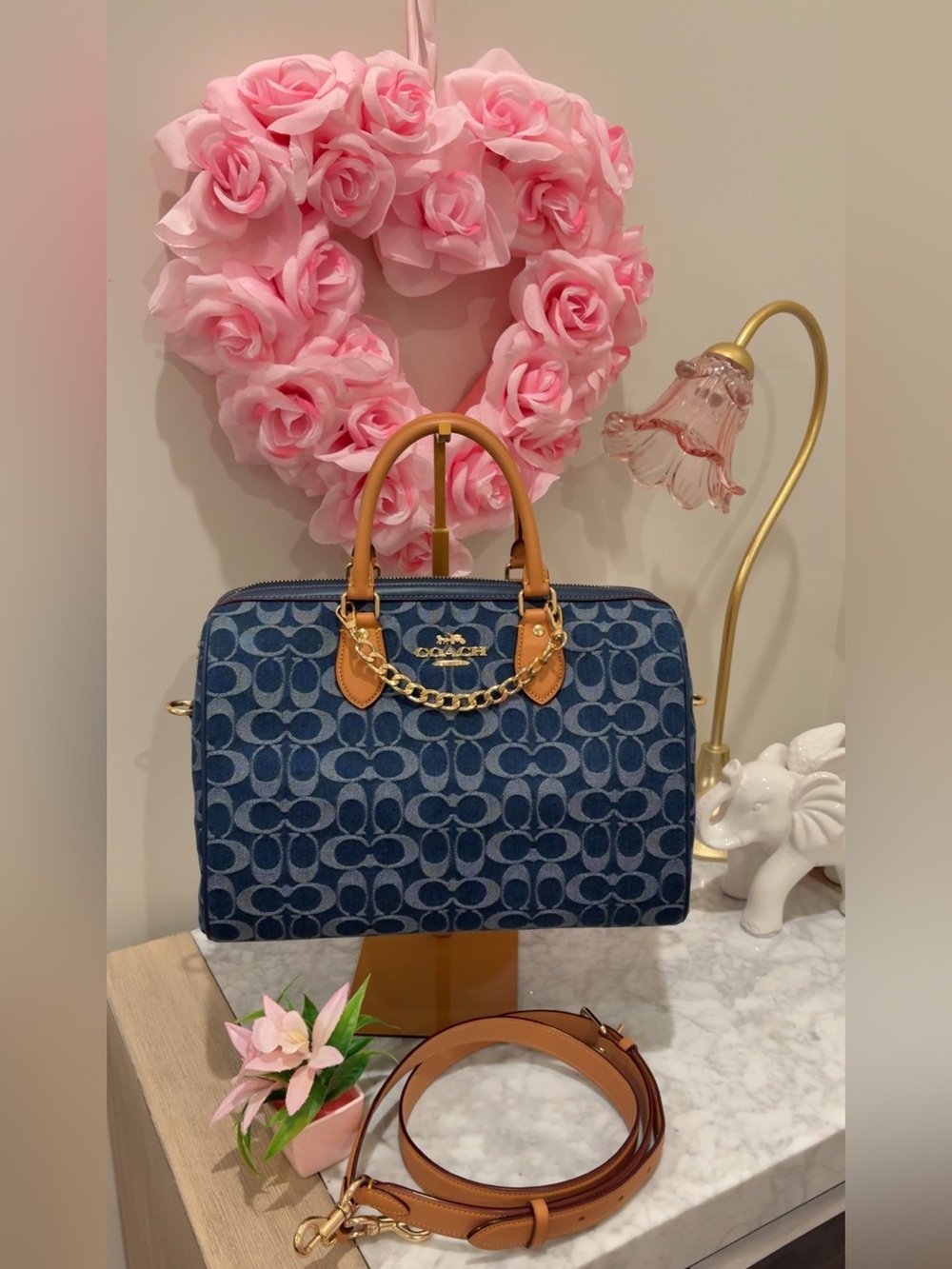 Denim Coach Large Rowan Satchel